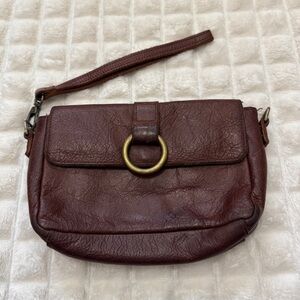 Overland Brown Leather Wristlet Clutch Bag ~ Western Southwestern Boho Concert